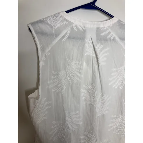 Royal Robbins Button Down Top Womens M White Excellent Embroidered Sleeveless - Image 8