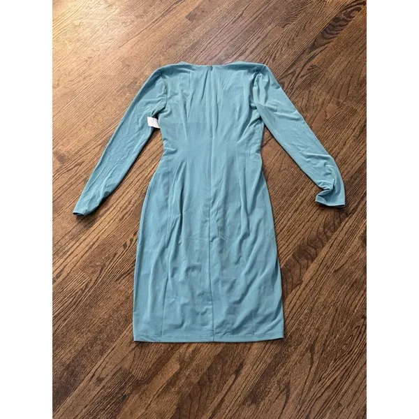 Maggy London Women's‎ Curved Seam and Shirring Detailed Dress SIZE 2 Green Blue - Image 4