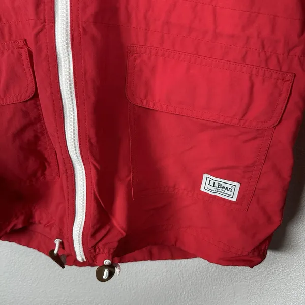 LL Bean Jacket Womens‎ XS Red Lightweight Windbreaker Hooded Adirondack Outdoor - Image 3