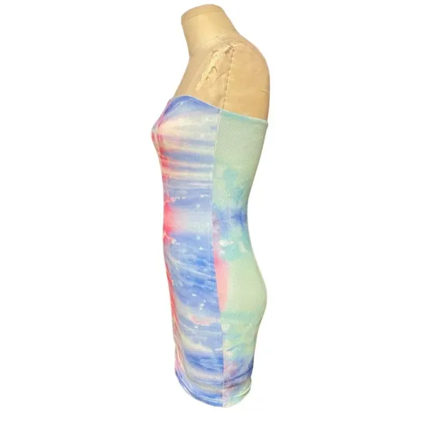 Superdown Morgan‎ Strapless Mini Dress Blue Pink Tie Dye Size XS - Image 5