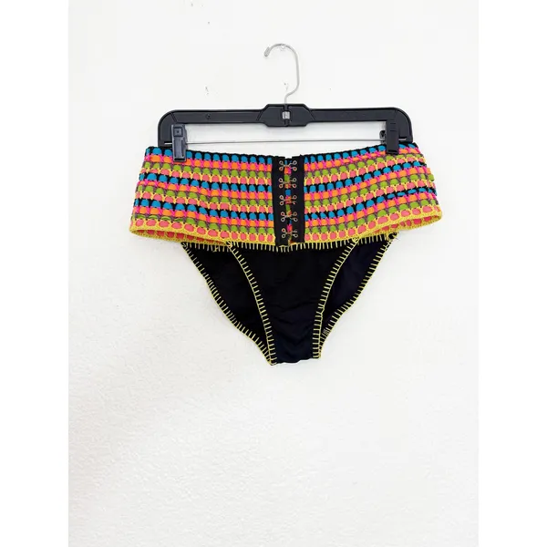 Beach Bunny Kira High Waist Bikini Bottom Multicolor Crochet Festival Boho Large - Image 4