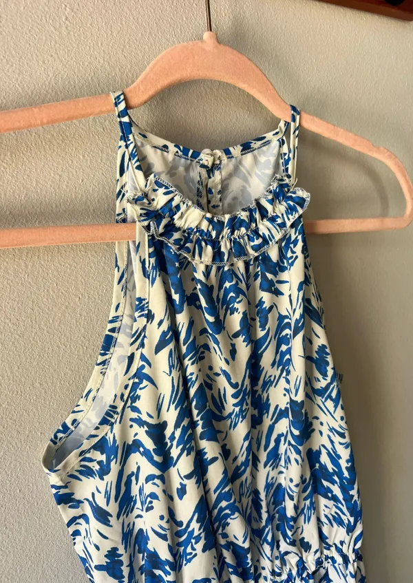 Blue Allover Print Halter Neck Romper Size Small/4 - Image 10