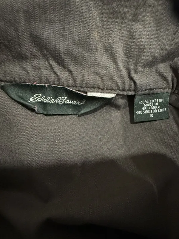 Eddie Bauer Utility Jacket Womens Small Green Mock Neck Long Sleeves 100% Cotton - Image 7