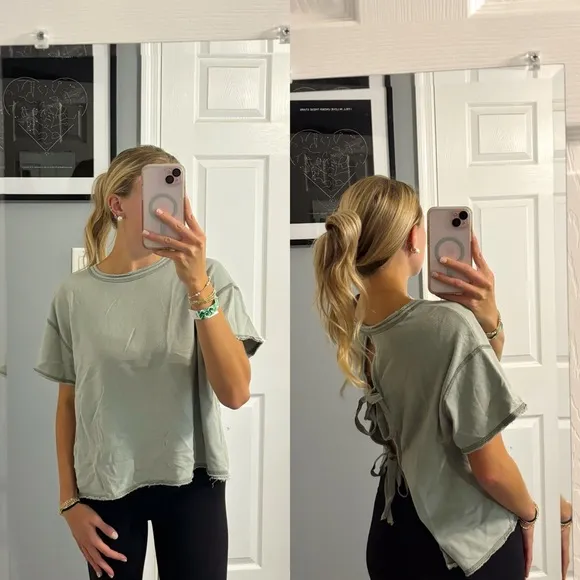 Abercrombie Green Tie Back Top - Image 2