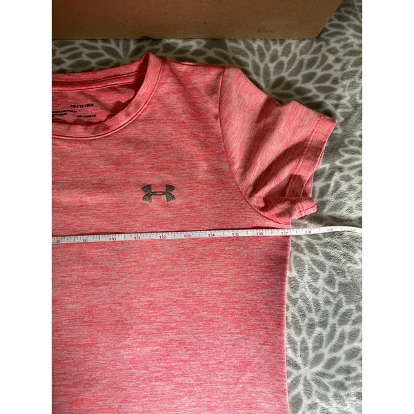 Under Armour HeatGear Tee Womens XS Pink Heather Space‎ Dye Short Sleeve T-Shirt - Image 4