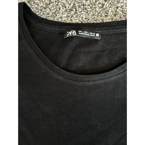Zara black short-sleeve crew neck t-shirt L - Image 2