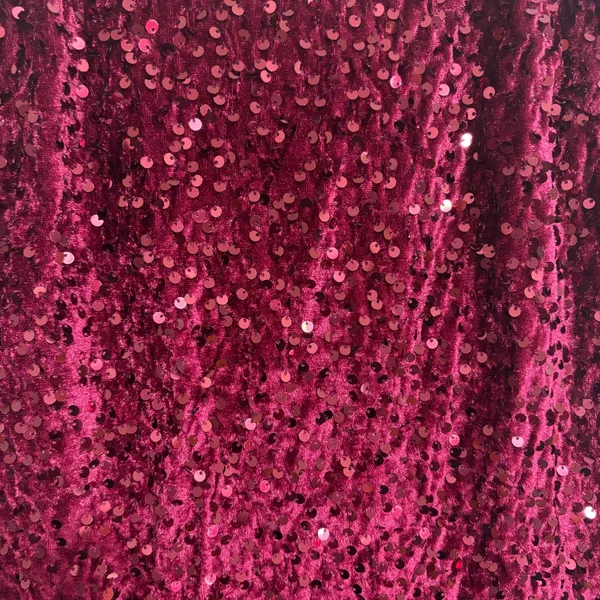 Sequin Velvet Mini Dress Burgundy Bodycon Strappy Party Hoco Glam Formal NYE XL - Image 6