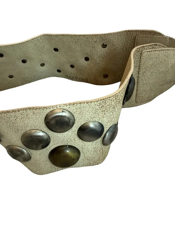 Beige Floral Stud Wide Belt Unique Y2k Retro Vintage 40" Long Women's - Image 9