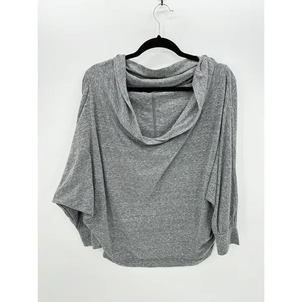 Free People‎ Charcoal Gray Sequoia Top Off Shoulder Loose Fit Shirt Women Small - Image 2