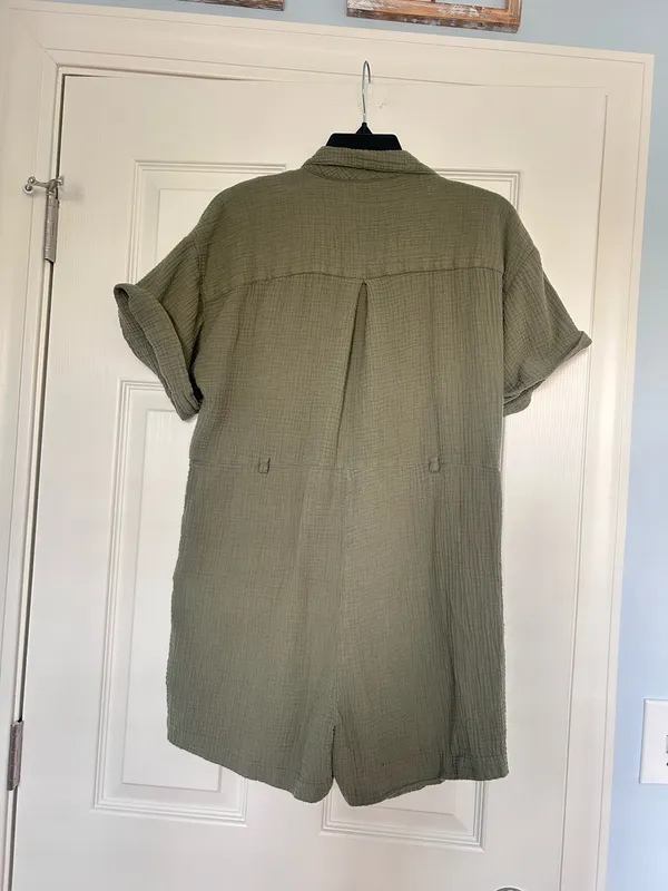 Madewell Cotton Moss Green Romper - Image 3