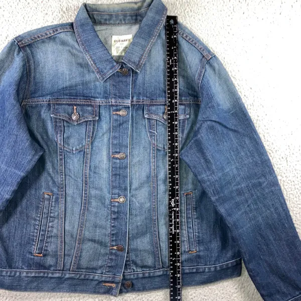 Old Navy Denim Trucker Jacket Women 2XL Blue Faded Utility Layering Outdoor - Image 12