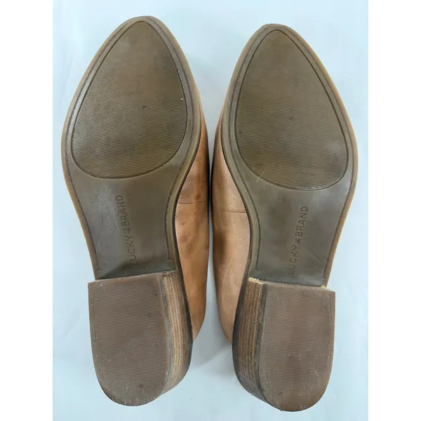 Lucky Brand Margrete Tan Brown Leather Pointed Toe Mule Slides Womens 8.5 M 39 - Image 7