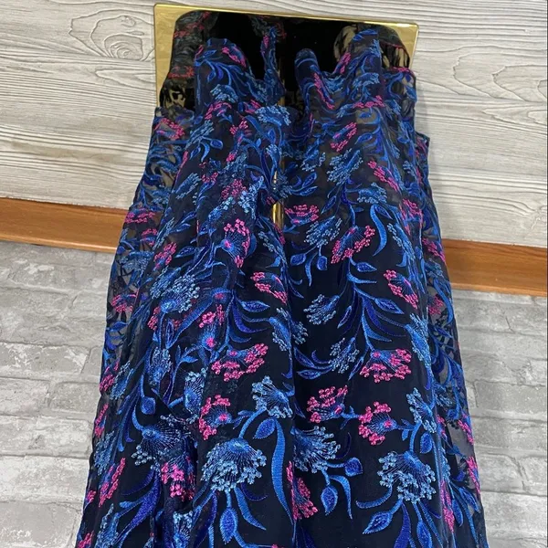 Kensie Blue and Pink Embroidered Floral Maxi Dress - Image 2