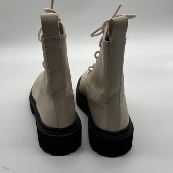 Madewell The Bradley Combat Boot Bone Leather Black Lug Sole Womens 7.5 - Image 5
