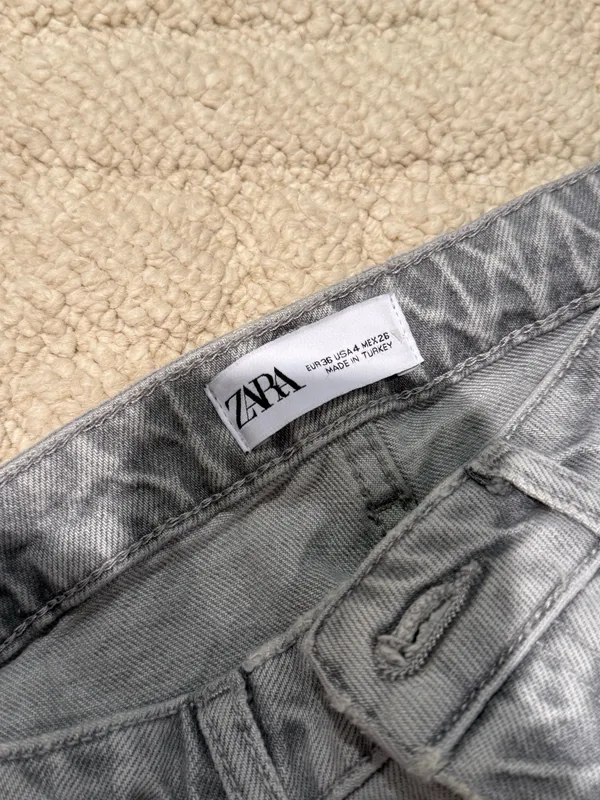 Zara Grey Distressed Straight Leg Jeans Size 4 - Image 5
