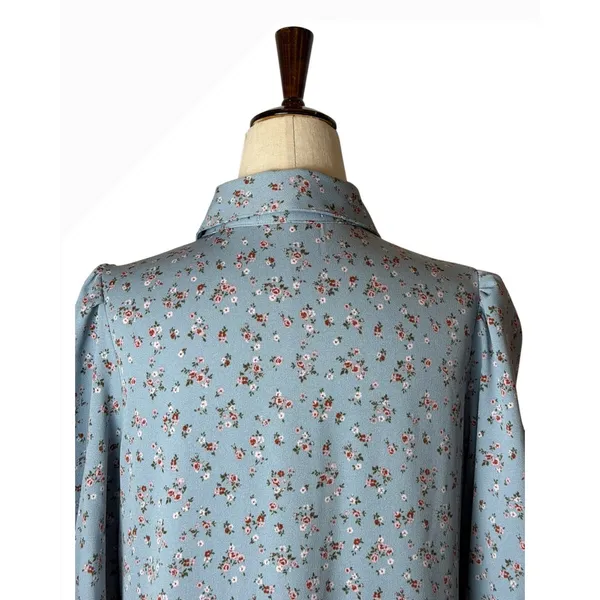 Levi's Cynthia Midi Dress Women Medium Blue Floral Button Front Prairiecore Boho - Image 6