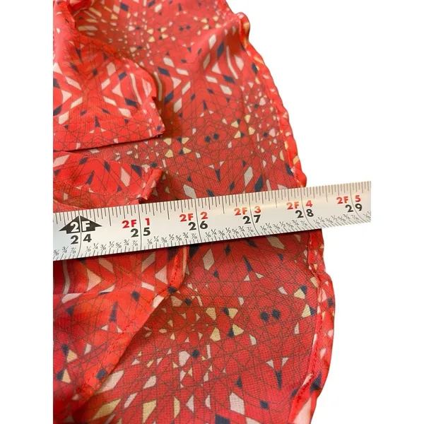 Free People Bright Red/Pink Boho Slouchy Sheer Hi Low Button Up Top S - Image 12