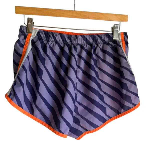 Nike Dri-FIT Tempo Running Shorts Purple Zebra Print Orange Trim Women's M - Image 2