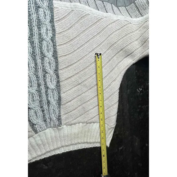 Juice vintage cable Knit patchwork leather‎ Striped Sweater Long Sleeve XL - Image 11