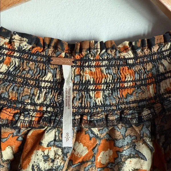 Free People Willow Print Puff Sleeve Blouse Small - Image 5