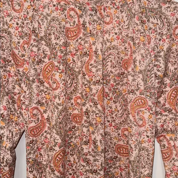 Daytrip Boho Peasant Blouse Top Blush Floral Paisley Print Women’s Medium M - Image 10