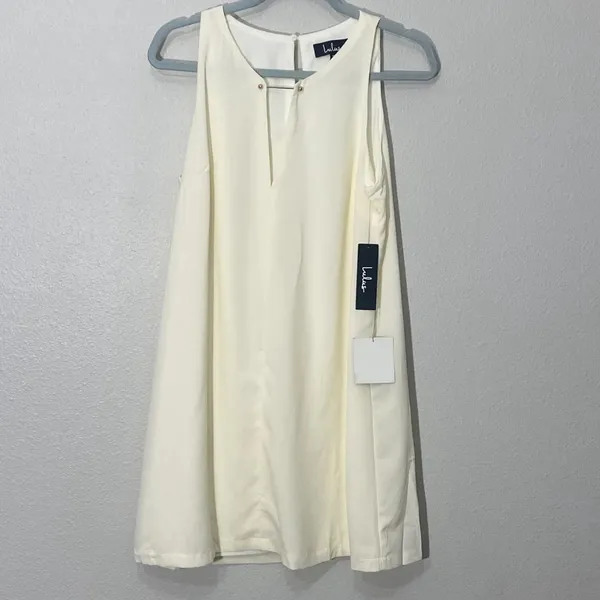 Lulus Near Or Bar Cream Shift Dress Nwt Woman's Size Medium Spring - Image 3