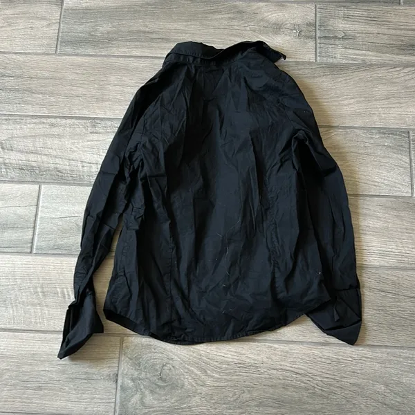 Cotton stretch black button front shirt - Image 3