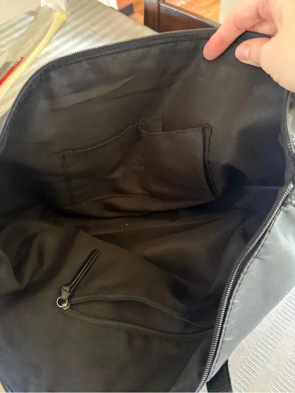 Botkier New York Bond Black Nylon Tote Bag Leather Trim Side Zip Detail - Image 5