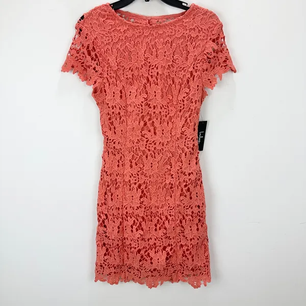 Lulus Paramour Coral Orange Lace Backless Bodycon Dress Party Medium NWT - Image 6
