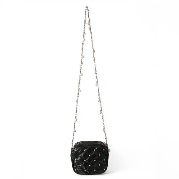 White House Black Market women’s Black Quilted Crossbody Bag with Pearl Accents - Image 9