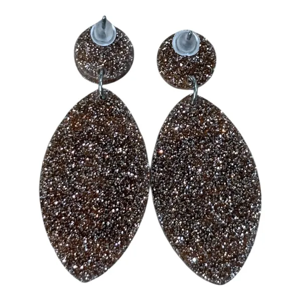 Football Earrings Women‎ OS Brown Glitter Game Day Tailgate Sporty Drop Team - Image 3
