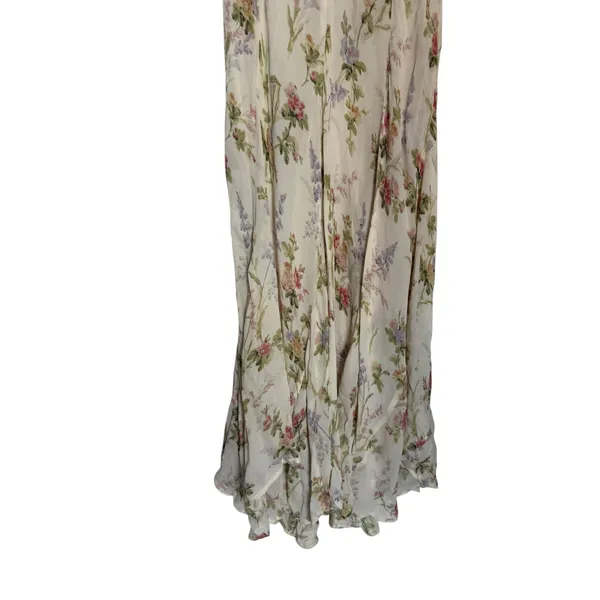 Polo Ralph Lauren Ivory Garden Floral Print Tie Neck Chiffon Maxi Dress Size XS - Image 13