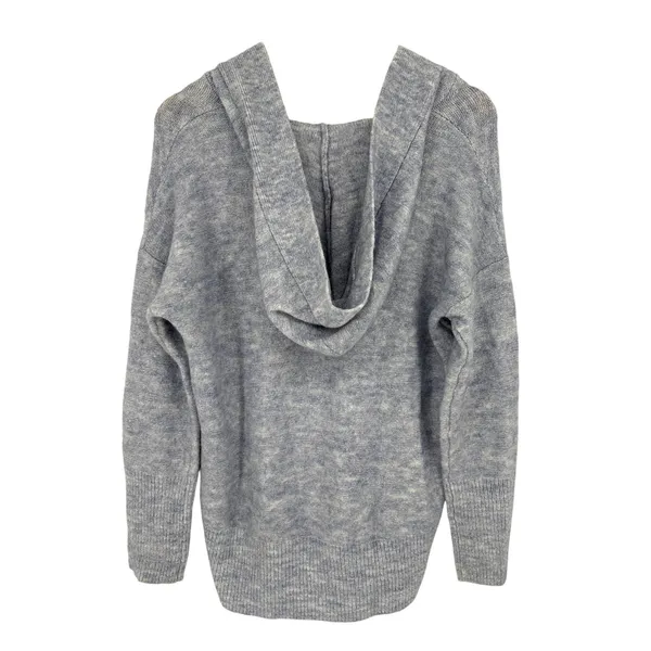 LOFT Lounge Sweater Womens Small Blue Hooded V-Neck Knit Pullover Relaxed Soft - Image 3