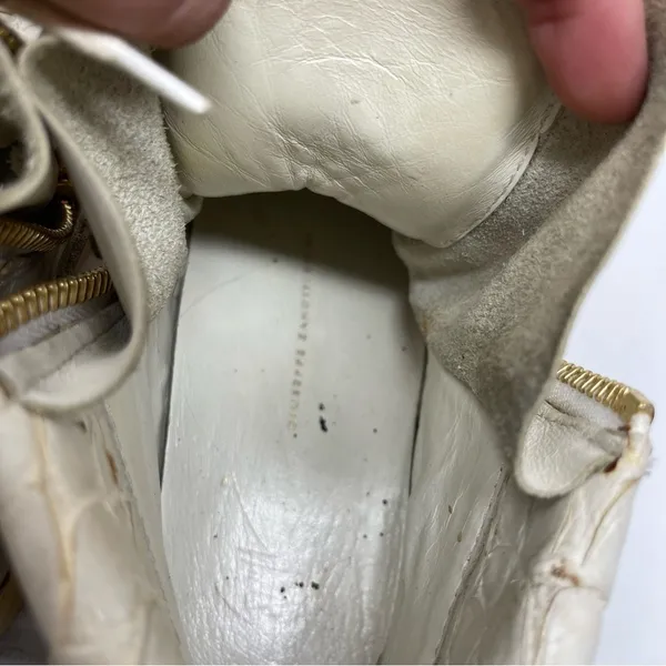 Giuseppe Zanotti Sz 5 EUR 36 Croc Embossed Leather High Top Sneakers Cream Gold - Image 9