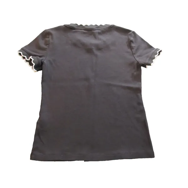 Tommy Hilfiger Lettuce‑Trim T‑Shirt Black White Trim Women’s Small Pre‑Owned - Image 2