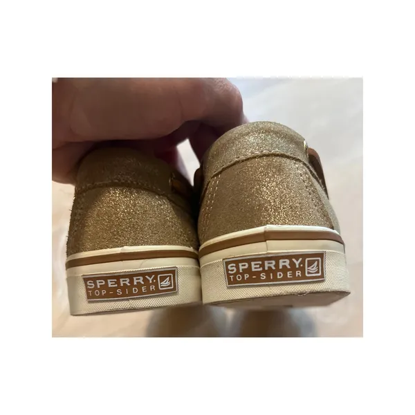 Sperry Top Sider Gold Glitter Suede Leather Boat Shoes Loafers 6.5 - Image 7
