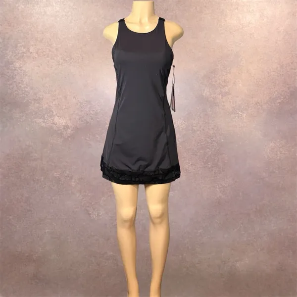 Fila Women’s Athletic Tennis Dress L Strappy Back Black Sport Dress NWT - Image 3