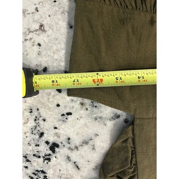 Women’s Olive Green Midi dress Sz Medium pockets Prairie Cottagecore Boho Ruffle - Image 6