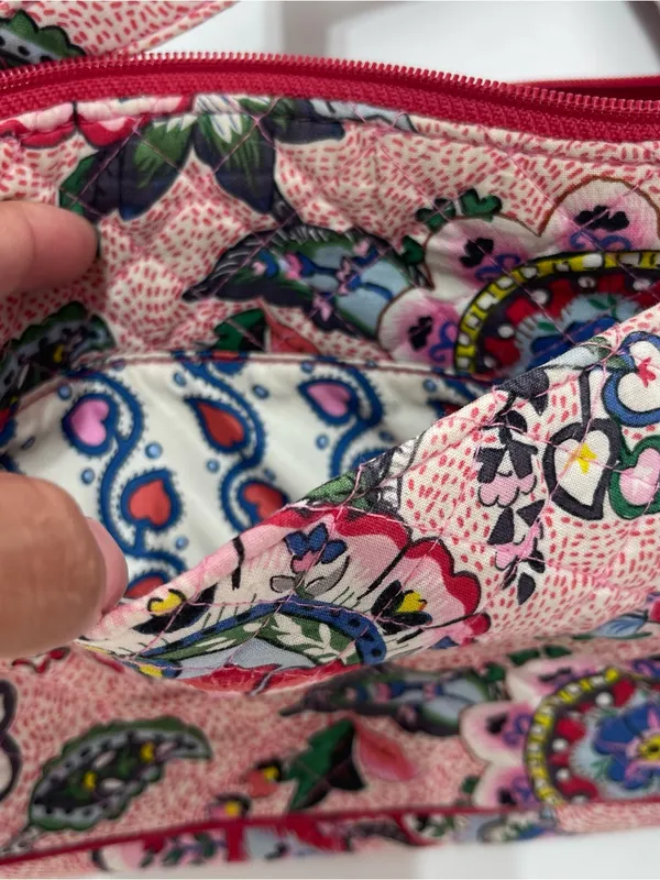 Vera Bradley Lil Hipster Shoulder Bag Floral Print Heart Lined Built in Wallet - Image 4