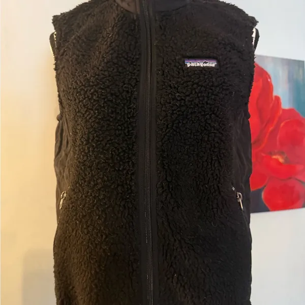 Vintage 1992 Patagonia PEF Fleece Vest Made In USA Men’s Medium M Black Full Zip - Image 2