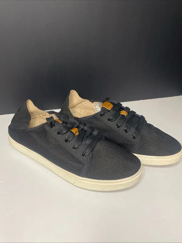 Olukai Shoes Womens 9 Pehuea Li Lace Up Low Top Sneakers Comfort Black Fabric - Image 4