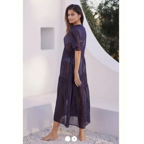 Anthropologie Celandine Kallie Cotton Gauze Lurex Midi Dress - Image 2
