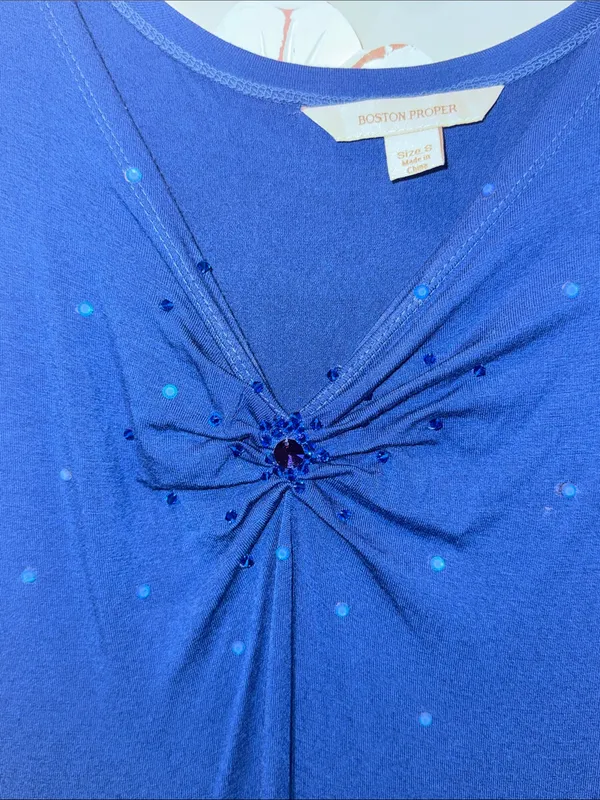Boston Proper Royal Blue Sleeveless Maxi Dress with Front Knot - Image 2