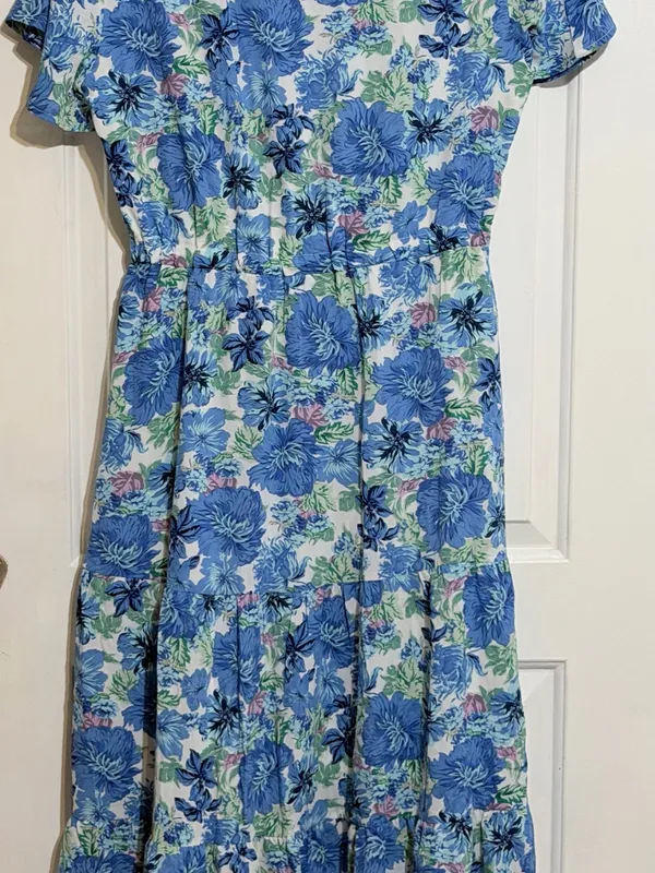 PRETTYGARDEN Blue Floral V-Neck Women’s Flowy Dress - Image 6