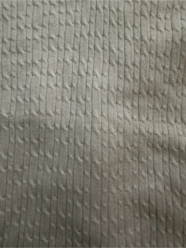 GAP Cream Ivory Cable Knit V-Neck Short Sleeve Sweater Top Size M - Image 2