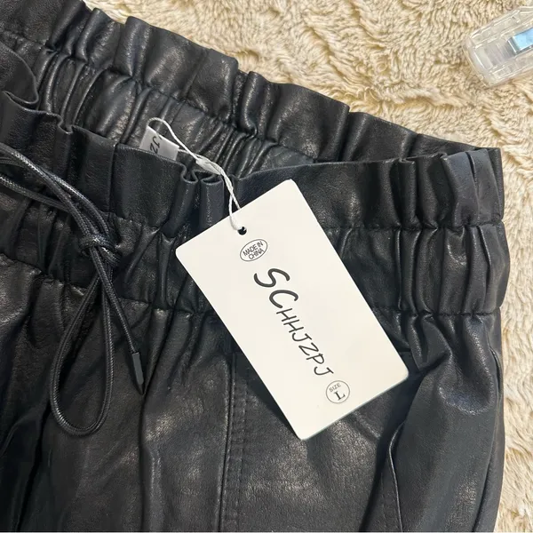 Black Faux Leather Shorts - Image 5