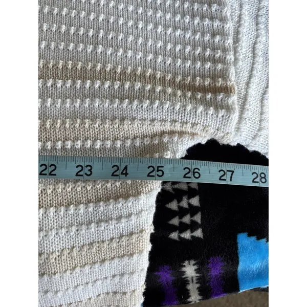 Time & Tru White/Tan Striped Chunky Knit‎ Short Sleeve Sweater Size XL/2XL - Image 6