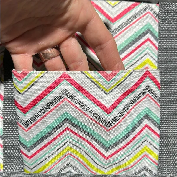 Thirty-One Pink and Yellow Chevron Tote Bag - Image 10