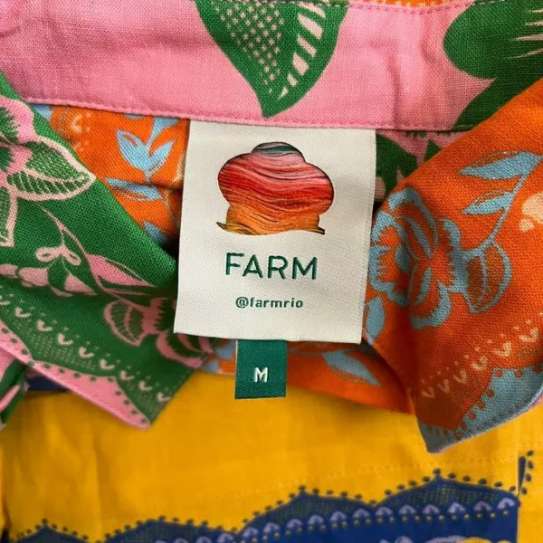 NWT Farm Rio Lace Garden Belted Romper Size M 100% Linen Blend Multicolor - Image 10