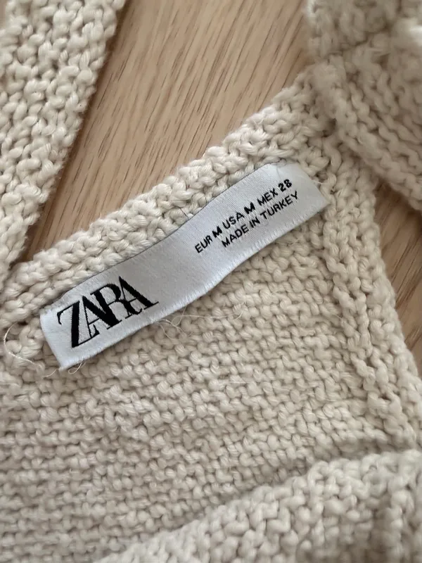 ZARA Cream Knit Cropped Tank Top - Image 2